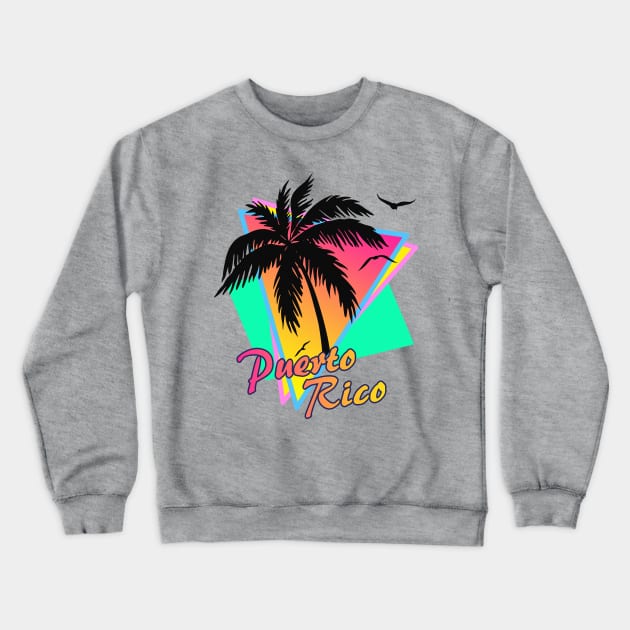 Puerto Rico Cool 80s Sunset Crewneck Sweatshirt by Nerd_art